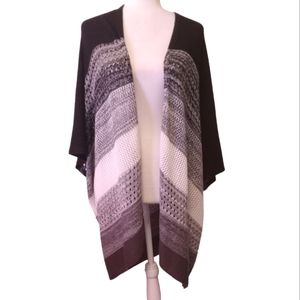 Adrienne Vittadini black and gray knit poncho.  Large